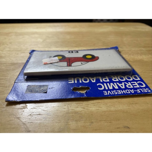 Vintage Retro ED Red Car New Dead Stock Ceramic Door Name Plaque Wall Sign 1984 - Picture 6 of 12